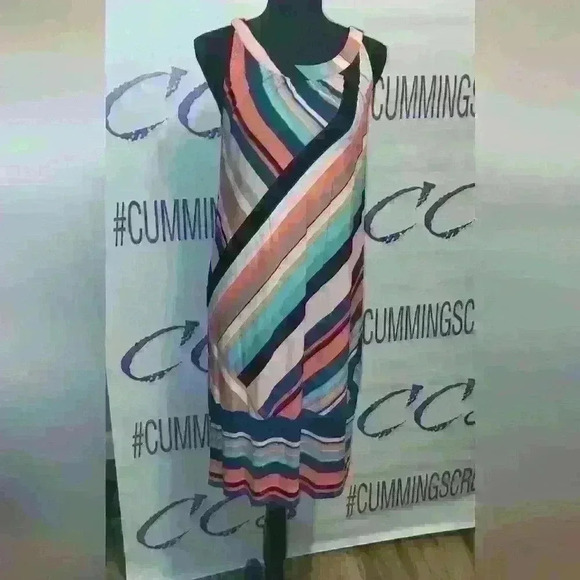 Dress Barn Roz and Ali striped multicolored sleeveless extra small dress Soft. - Picture 1 of 7